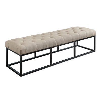 Danes Claire Tufted Bench with Iron Legs, Modern 72.5" Bench for Bedroom or Living Room by Finch