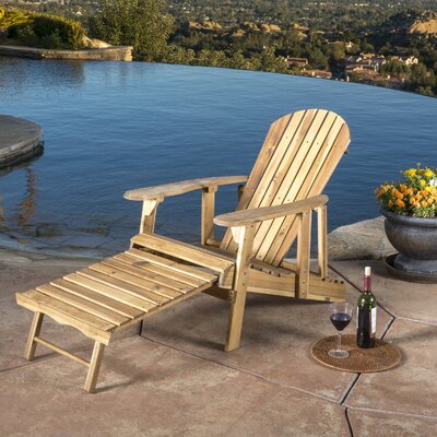 Clariandra Folding Acacia Wood Adirondack Chair with Slatted Back by Beachcrest Home