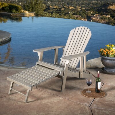 Clariandra Folding Acacia Wood Adirondack Chair with Slatted Back by Beachcrest Home