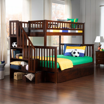 Ilariana Heavy Duty Wood Safety Staircase Bunk Bed with Under Bed Drawer Storage by Harriet Bee