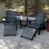 Anette Plastic/Resin Folding Adirondack Chair with Ottoman/Table by Sol 72 Outdoor