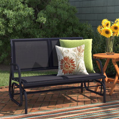 Bench, Patio Double Loveseat w/Powder Coated Steel Frame for Backyard Garden Porch Veronica by Andover Mills