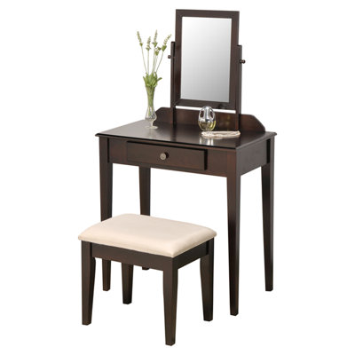 Aoosaf Vanity Set with Stool and Mirror by Lark Manor