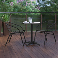 Moraal Round Aluminum Indoor-Outdoor Table Set with 2 Slat Back Chairs