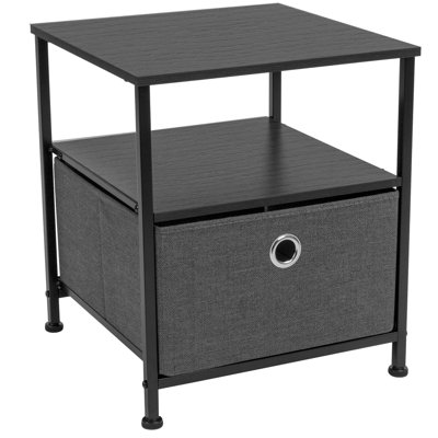 Sorbus 1 Drawer and Shelves Nightstand with Steel Frame, Wood Top & Fabric Bins by Sorbus