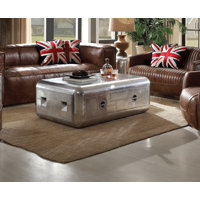 Annessia Rectangular Coffee Table with Storage (1 Drawer), Patchwork Aluminum Frame by 17 Stories