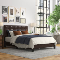 Bed, Platform, Bedroom, Frame, Upholstered, Pu Leather Look, Transitional by Red Barrel Studio