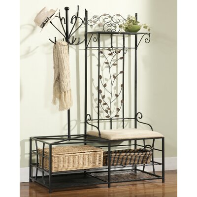 Clift Hallway Storage Bench with Coat Rack & Umbrella Holder. by Winston Porter