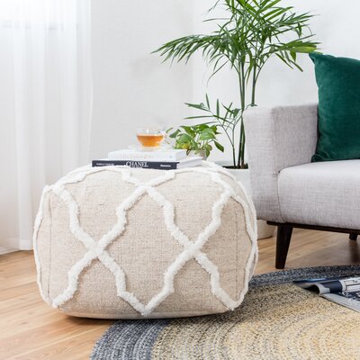 Prathersville 22" Wide Square Geometric Pouf Ottoman by Dakota Fields