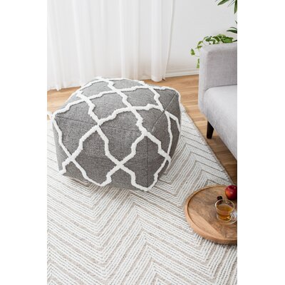 Prathersville 22" Wide Square Geometric Pouf Ottoman by Dakota Fields