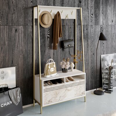 Cesarea Hall Tree with Bench and Shoe Storage by Mercer41