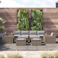 Lysia 10 Piece Rattan Multiple Chairs Seating Group with Cushions by Ebern Designs