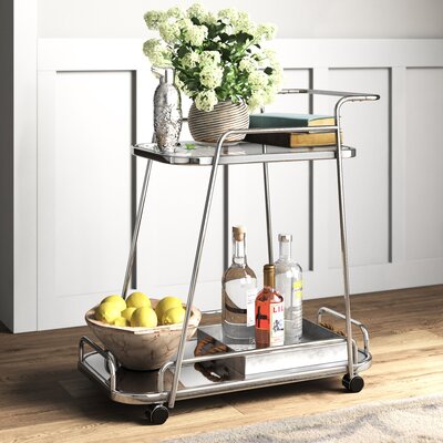 Anguiano 2-Shelf Bar Cart in Clear and Chrome by Willa Arlo Interiors