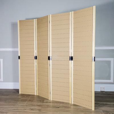 4 Panels 5 FT PegBoard Room Divider Folding Privacy Screen