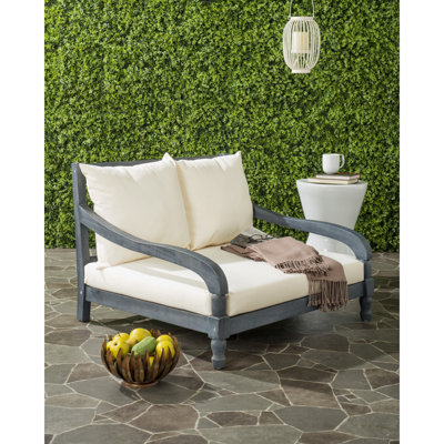 Hallei 35.4" Long Double Chaise with Cushions by Bungalow Rose