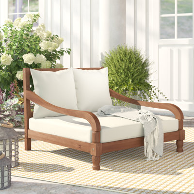 Hallei 35.4" Long Double Chaise with Cushions by Bungalow Rose