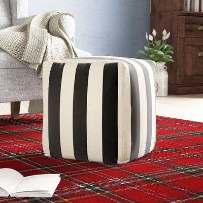 Baffin 17" Wide Square Striped Cube Ottoman by Breakwater Bay