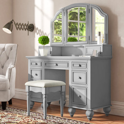 Jenkinson Vanity Set with Stool and Mirror by Lark Manor