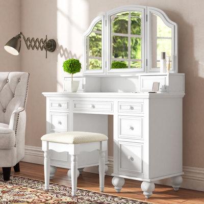 Jenkinson Vanity Set with Stool and Mirror by Lark Manor