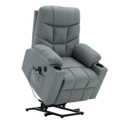 Roder Power Recliner Lift Chair with Extended Footrest, Fabric Upholstered