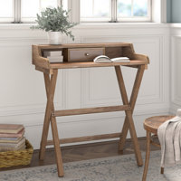 Bansom Solid Wood 28" Folding Desk with Storage and Drawer by Red Barrel Studio