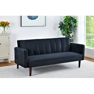 Daundry 72" Wide Velvet Tight Back Convertible Sofa by George Oliver