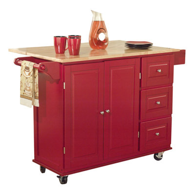 Hardiman 53.75" Kitchen Island with Locking Wheels by Three Posts