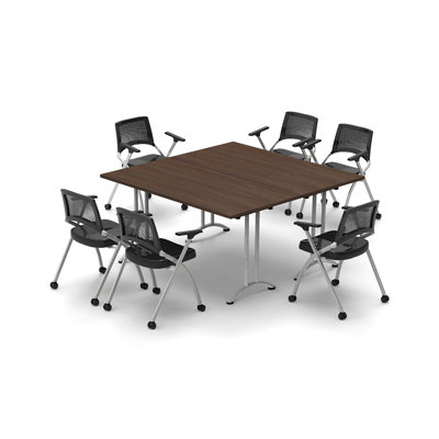 Shropshire 6 Person Conference Meeting Tables with 6 Chairs Complete Set by Inbox Zero
