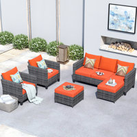 Townsey 5 Piece Rattan Sofa Seating Group with Cushions