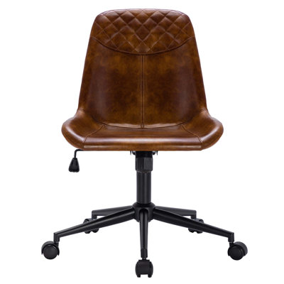 Keavey 23" wide Leather Mid Back Armless Swivel Adjustable Seat Height Home Office Task Chairs by 17 Stories