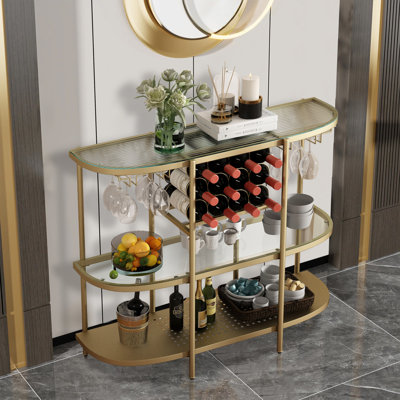 Tooleville 7 Bottle Floor Wine Bottle & Glass Rack