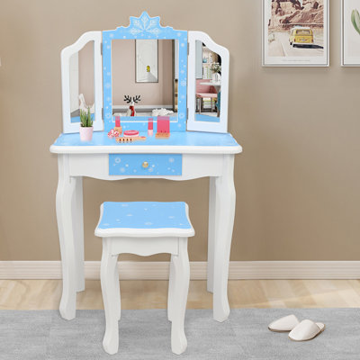 Hannakaisa Solid Wood Kids Vanity Set with Mirror by Harriet Bee