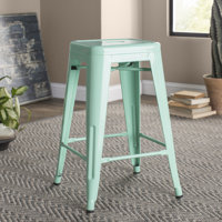 Backless Metal Indoor-Outdoor Stool w/Square Seat by Brayden Studio