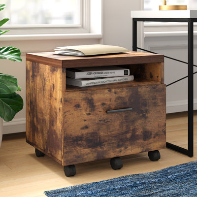 Jordahn Industrial 1-Drawer Rectangular File Cabinet in Weathered Oak and Black by Union Rustic
