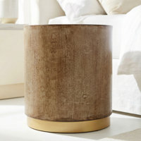 Round Wooden End Table with Gold Base by Mercer41