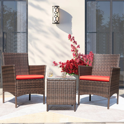 3 Piece Patio Rattan Seating Group with Cushions by Latitude Run