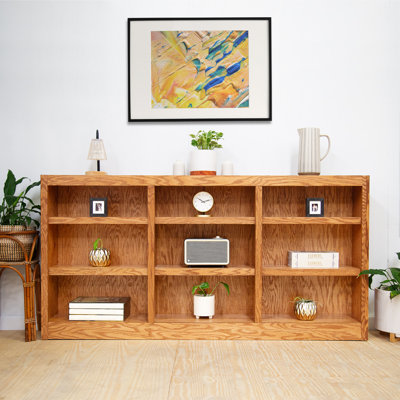 Orient Triple Wide Wood Bookcase, 9 Bookshelf, 36 inch Tall Storage and Display Bookshelf for Home Office and Living Room