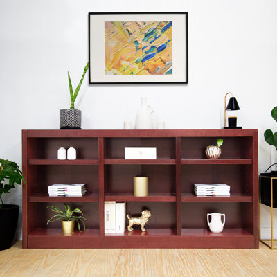 Orient Triple Wide Wood Bookcase, 9 Bookshelf, 36 inch Tall Storage and Display Bookshelf for Home Office and Living Room by Winston Porter