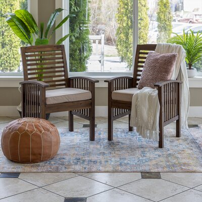 Tournesol Acacia Patio Dining Armchair with Cushion by Winston Porter