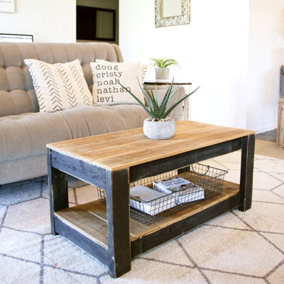 Sanderson Solid Wood 4 Legs Coffee Table with Storage by Millwood Pines