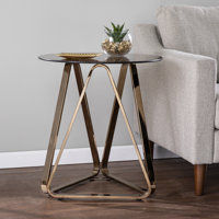 Glass Top Frame End Table by Everly Quinn
