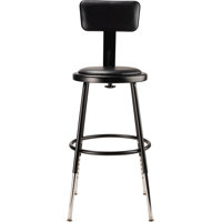 Height Adjustable Stool with Back and Round Hardboard Seat by National Public Seating