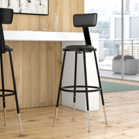 Height Adjustable Stool with Back and Round Hardboard Seat by National Public Seating