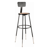 Height Adjustable Stool with Back and Round Hardboard Seat by National Public Seating