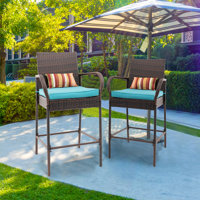 Heshy Outdoor 30" Patio Bar Stool with Cushion by Red Barrel Studio