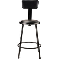 NPSHeavy Duty Vinyl Padded Steel Stool With Backrest, Black by National Public Seating