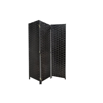 3 Panel Woven Bamboo Screen (Black)
