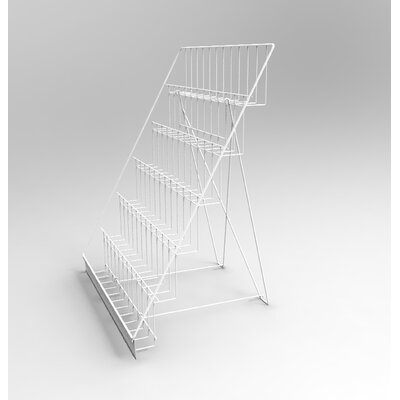 6-Tiered White Wire Display Rack 25" x 24.3" x 20" for Tabletops, 2.5" Open Shelves, Greeting by Rebrilliant