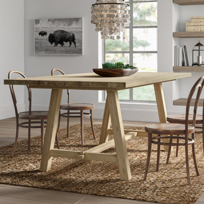 Alexa 78.5" L Acacia Solid Wood Trestle Dining Table by Mistana