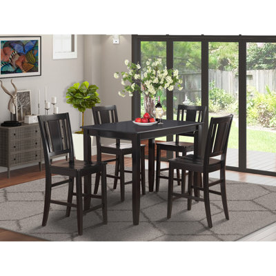 Lightner 4 - Person Counter Height Rubberwood Solid Wood Dining Set by Red Barrel Studio